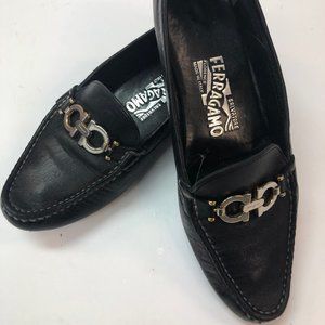 Salvatore Ferragamo Women's 5.5C Flat Driving Shoes Mocs Gancini Bit Italy